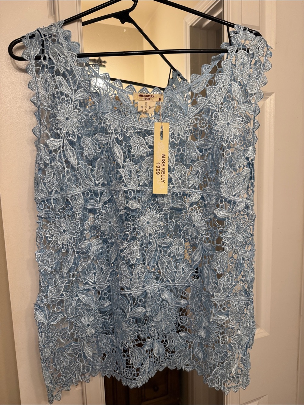 Miss Kelly Light Blue Floral Lace Camisole